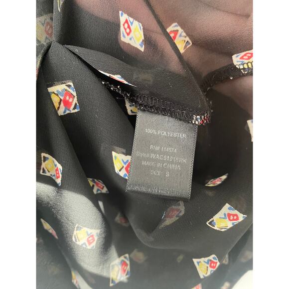 PLEIONE BLACK SHEER BUTTON UP BLOUSE SIZE SMALL - Picture 6 of 8